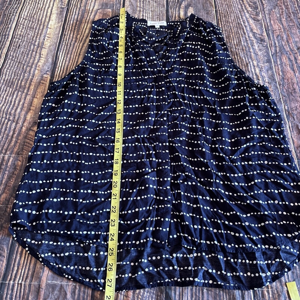Bella Dahl Women Navy Blue Polka Dot Sleeveless Blouse L - Picture 5 of 6